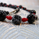 semi-precious snowflake obsidian beads