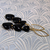 long dangle black earrings