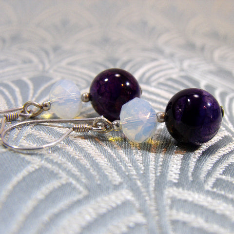 Purple earrings, online sale of handmade jewellery UK (897)