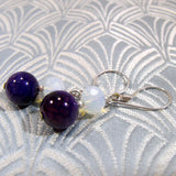 purple agate semi-precious drop earrings