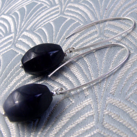 Long semi-precious stone earrings UK, purple long gemstone drop earrings, long drop earrings UK(A159)