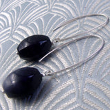 long sterling silver purple agate earrings