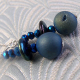 long drop blue earrings with gemstones
