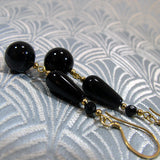 long dangle black onyx earrings