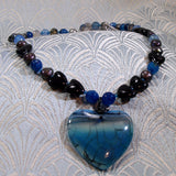 Heart gemstone pendant necklace, handmade jewellery UK (931)