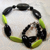 unique black green semi-precious necklace