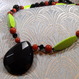 black green long necklace design