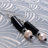 black semi-precious stone earrings