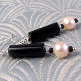 black semi-precious earrings