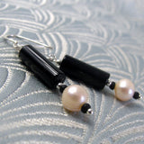 semi-precious black onyx bead earrings