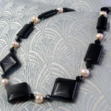 black onyx necklace, unique black jewellery, handcrafted necklace