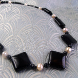 unique black necklace handmade semi-precious gemstone beads