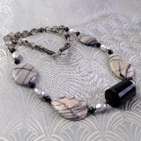 semi-precious stone necklace grey black jasper