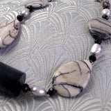 grey black necklace handmade uk