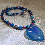 unique blue gemstone pendant necklace uk
