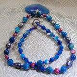 blue heart agate pendant necklace design