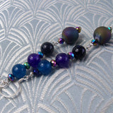 long gemstone earrings blue beads