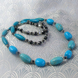 long handmade blue turquoise necklace