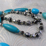 turquoise hematite long necklace design