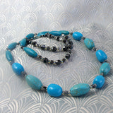 long blue semi-precious turquoise necklace uk