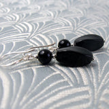 black drop earrings, semi-precious earrings, handmade earrings A176