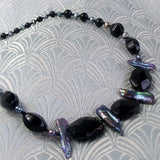 short black semi-precious necklace uk, short black necklace, short  semi-precious black onyx necklace