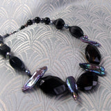 short black semi-precious stone necklace uk