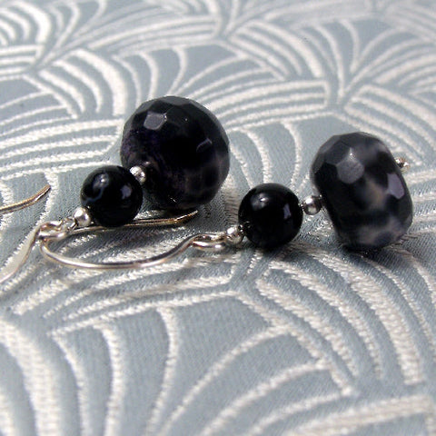 Short drop semi-precious stone earrings UK, agate small drop earrings, short drop earrings UK  A179