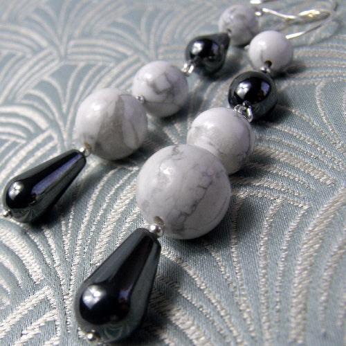 long drop semi-precious stone earrings uk, long handmade earrings, long drop earrings