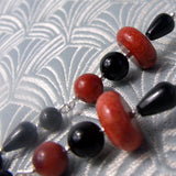 Long semi-precious stone earrings, long statement earrings (STE24)