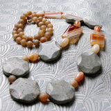 long semi-precious stone necklace, long necklace, long chunky necklace, chunky handmade necklace