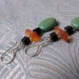 Turquoise earrings, turquoise semi-precious stone earrings, handcrafted turquoise earrings (A182)