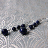 lapis lazuli earrings, long dangle earrings, long black handmade earrings