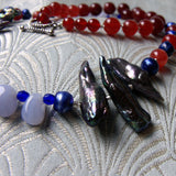 blue agate semi-precious stone beads pearls