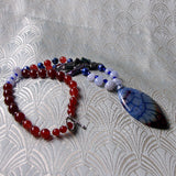 blue agate pendant necklace handmade uk