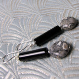 Long semi-precious stone earrings, jasper long drop handmade earrings, long earrings  (A195)