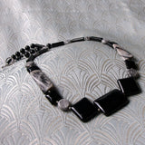 unique semi-precious black grey necklace
