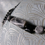 black grey semi-precious stone beads