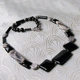 handcrafted grey black necklace 