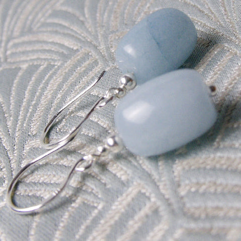 Small drop earrings UK, short drop semi-precious stone earrings UK, short blue drop earrings  (A193)