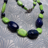 handmade long green blue necklace
