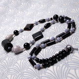 long black grey semi-precious stone necklace uk