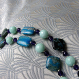 purple gemstone beads, blue gemstone beads