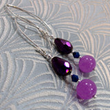 long purple earrings, unique handmade purple earings, handmade jewellery earring design, sale jewellery