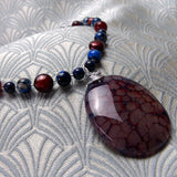 semi-precious stone necklace handmade uk, agate gemstone pendant necklace, agate semi-precious necklace
