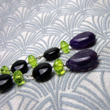 unique handmade long drop gemstone earrings