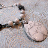 white howlite pendant necklace, handmade black white jewellery, online handmade jewellery sale