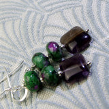 short amethyst gemstone earrings