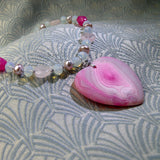 pink agate heart pendant necklace