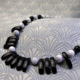 black white gemstone necklace